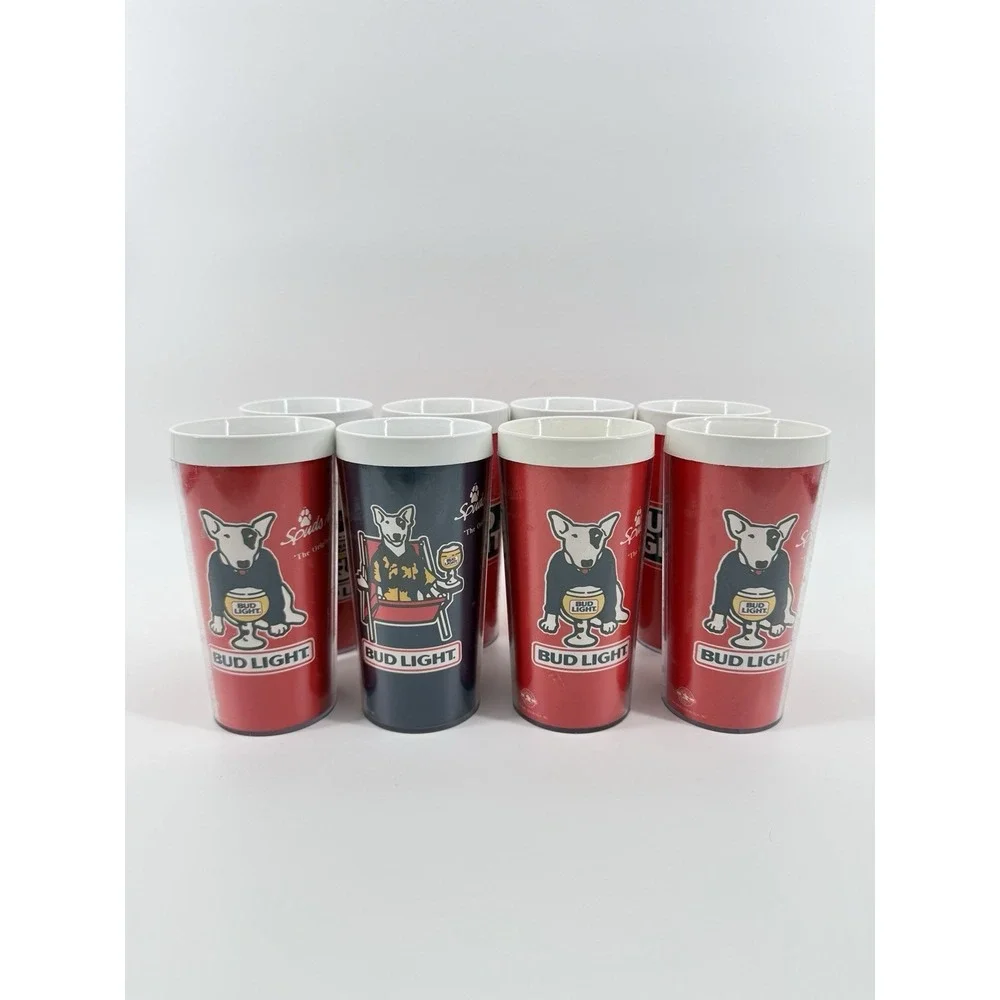 Lot Of 8 VNTG 1986‎ Spuds Mackenzie Bud Light Thermo Serv Mug Cup
